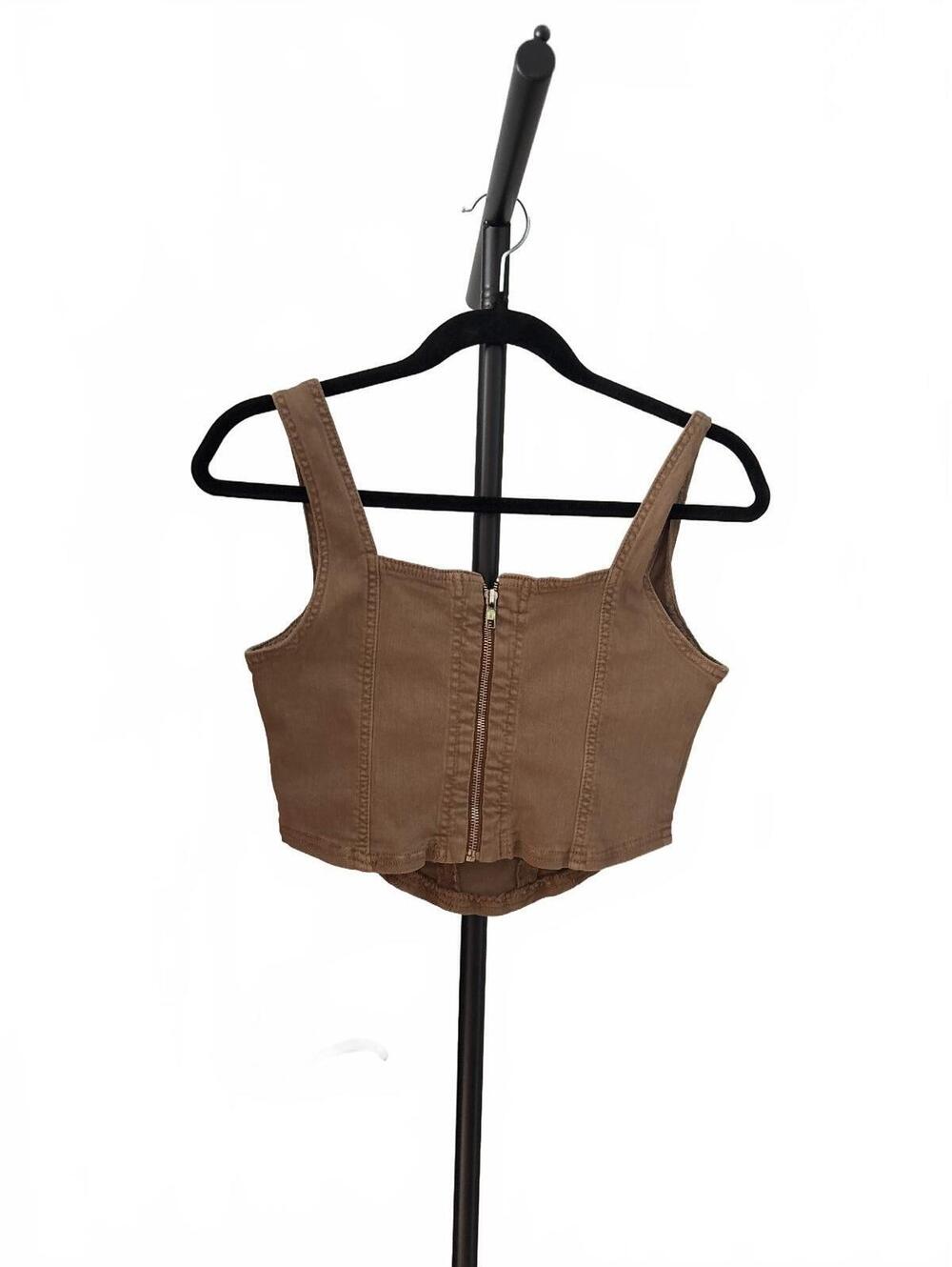 #FP044 NWOT Free People Canvas Zip Tank, Size M